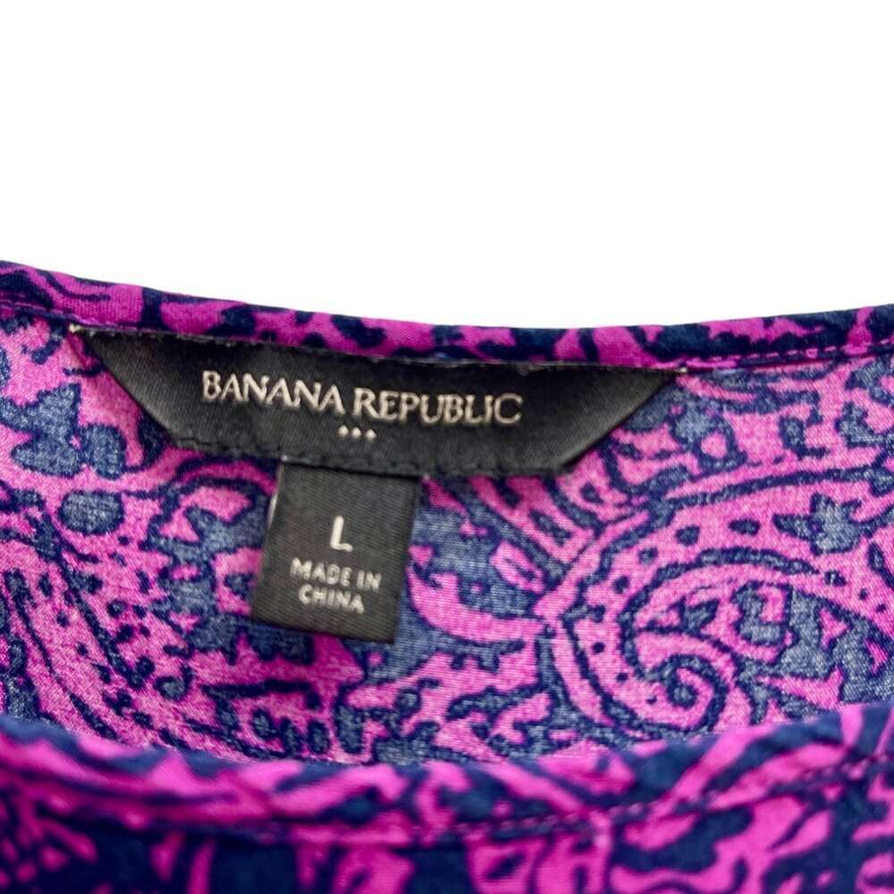Banana Republic Women's Purple and Black Paisley & Floral Print Dress - Size L - Picture 4 of 13